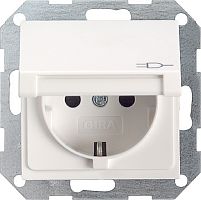 Розетка с заземлением без рамки Gira System55 1-м. крышка 16А белый матовый картинка